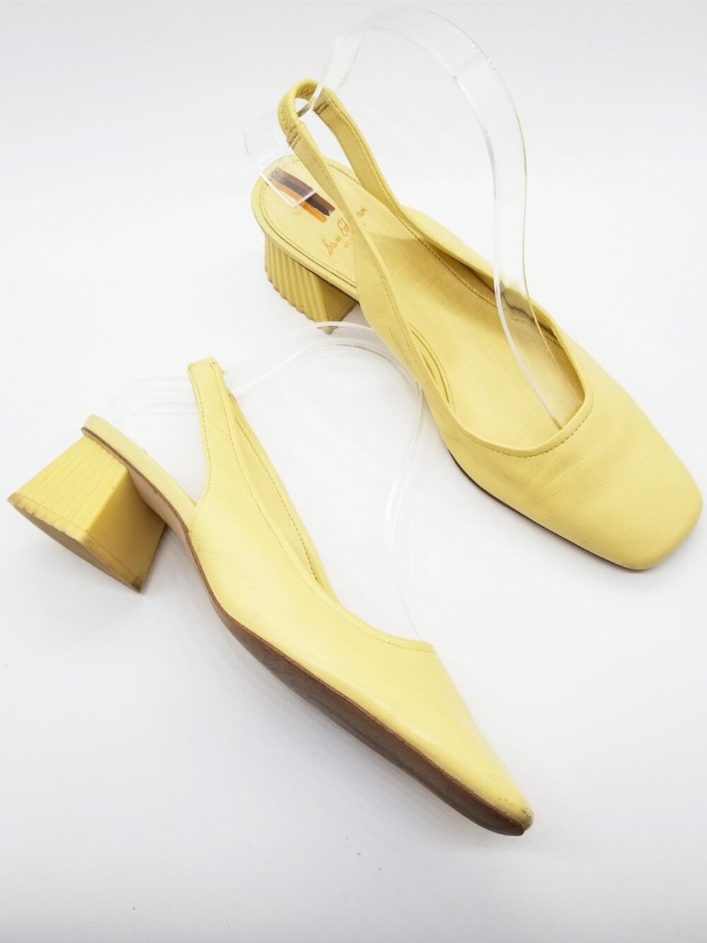 Sam Edelman Toren  Canary Butter Yellow Leather Slingback Scalloped Heel 6.5